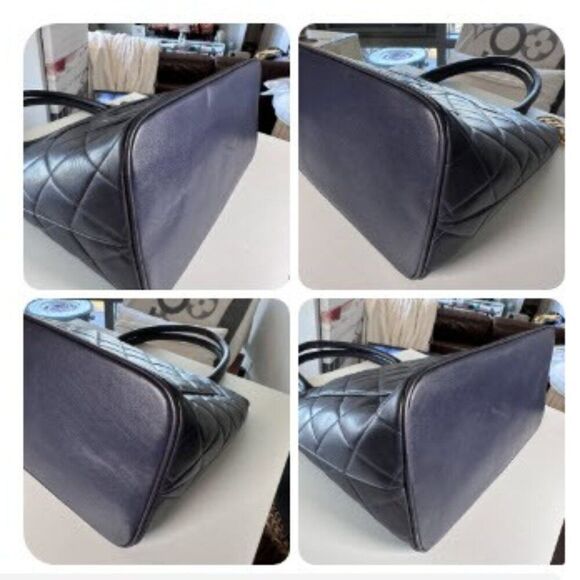 RARE Chanel Eggplant Luxe Lambskin Quilted Medallion Shopper Tote Bag - Picture 4 of 13